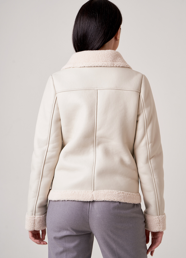 Светлая дубленка пилот из эко кожи модель № 18811 в кредит