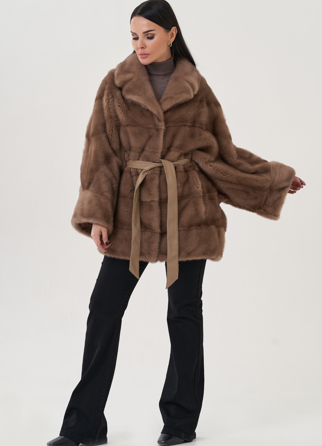 фото Шуба из норки с английский воротником  модель № 26015