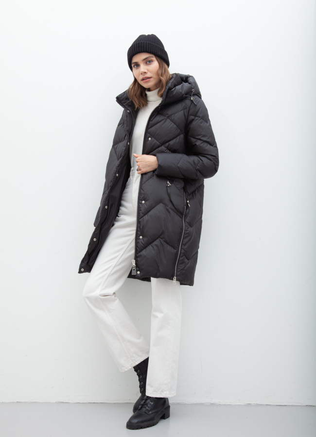 Пуховик женский в черном цвете модель № 21050 универмаг малина