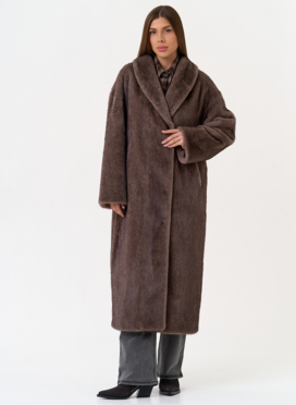 Женская шуба из эко меха с воротником шаль Женская шуба из эко меха с воротником шаль