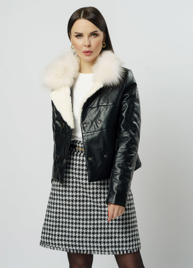 Черная куртка из искусственной кожи модель № 20542 универмаг малина