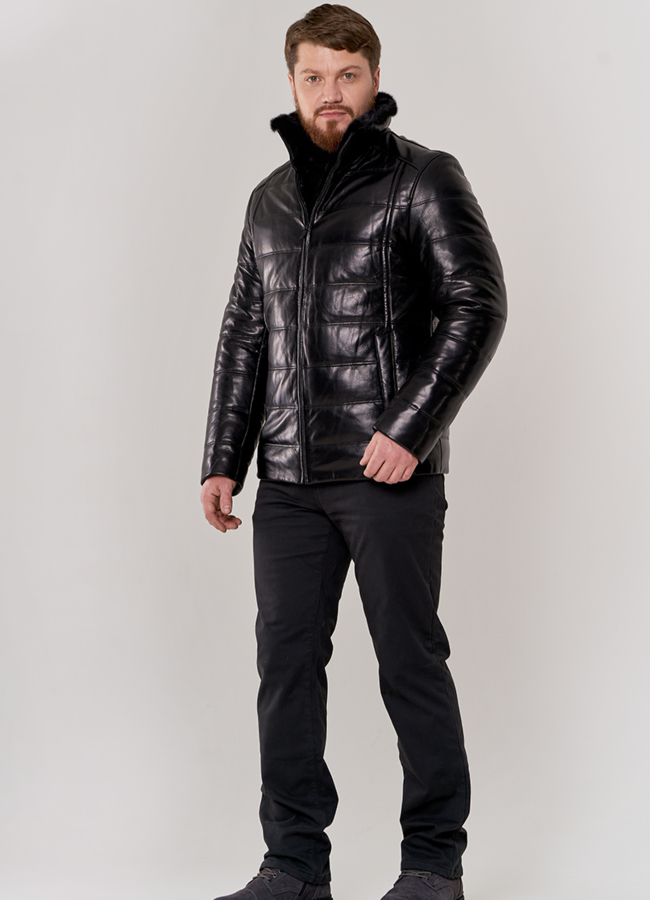 фото Мужская зимняя куртка с мехом норки модель № П-508