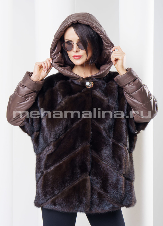 Норковая шуба со съемными элементами модель № S-272 в рассрочку
