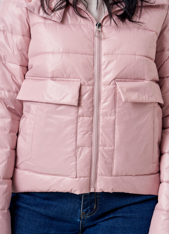 Укороченная женская куртка розового цвета модель № 9065 универмаг малина