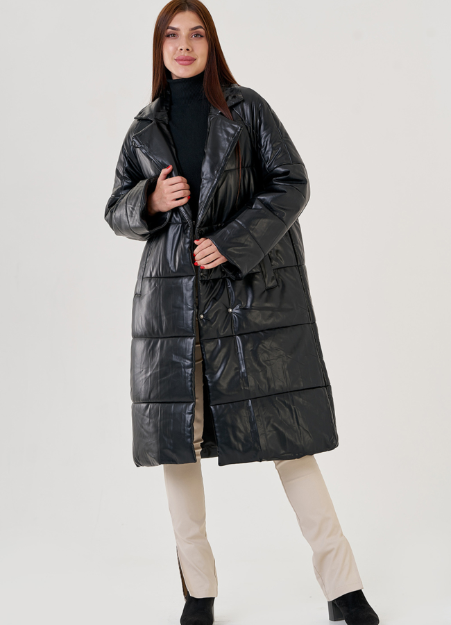 Женский эко пуховик с поясом Malina Siberian модель № 23364 в кредит