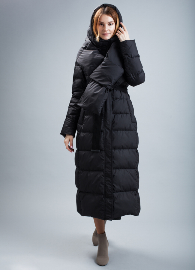 Пуховик женский  модель № П-315 меха малина