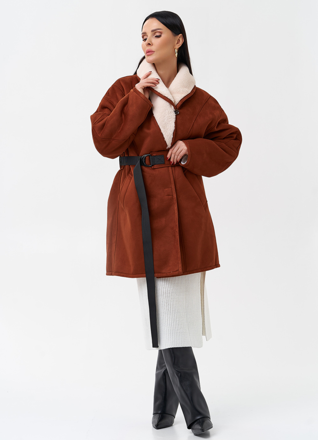 Женская дубленка из эко кожи модель № 28527 в кредит