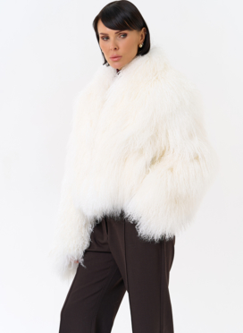 Белая шуба из ламы