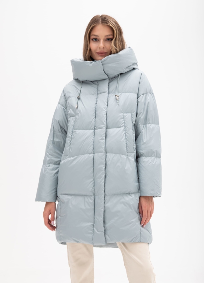 Женский пуховик с капюшоном  модель № 25763 меха малина