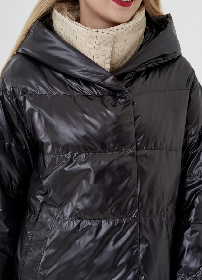 Женское полупальто с капюшоном  модель № 81214 универмаг малина