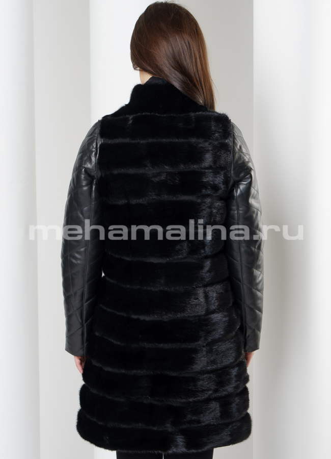 фото Френч с кожаными рукавами модель № K-398