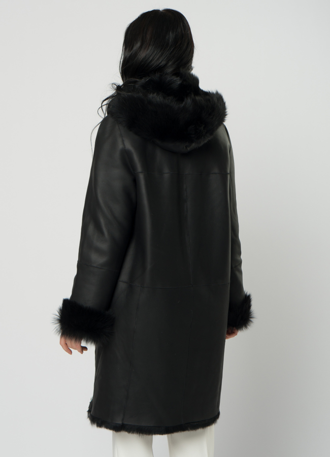 Дубленка натуральная с отделкой из тосканы модель № 22156 в кредит