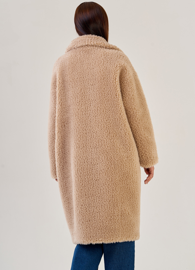 фото Шуба из шерсти с английским воротником на пуговицах  модель № 19426