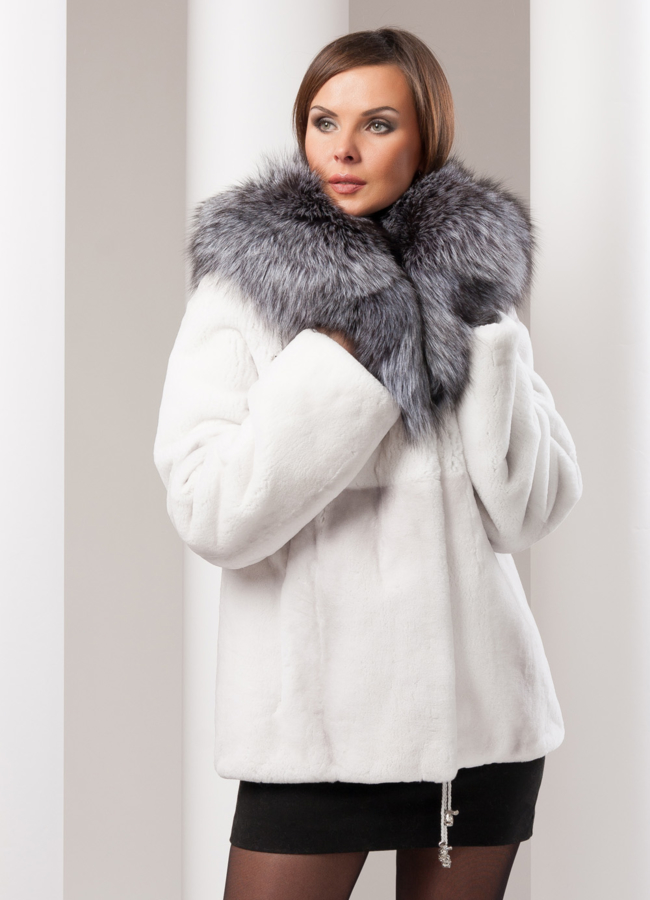 Шуба рекс с чернобуркой модель № S-81 в рассрочку