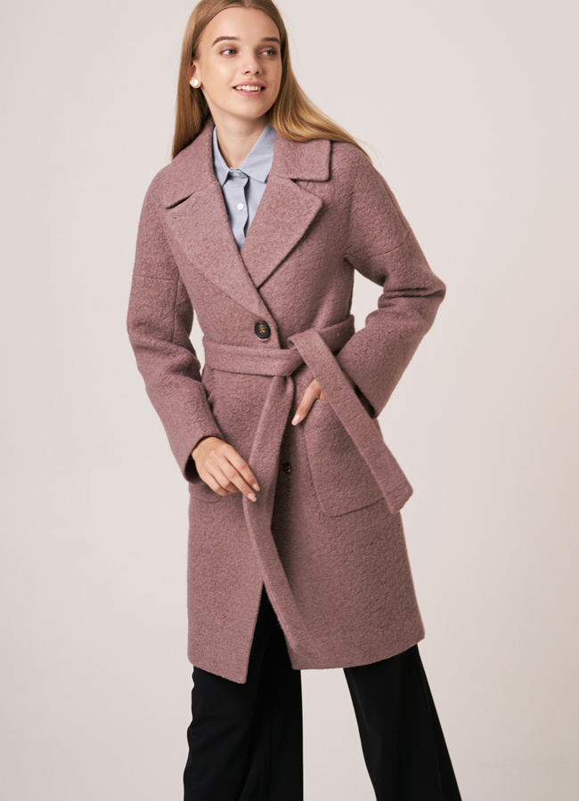 Пальто с английским воротником модель № 5572 меха малина