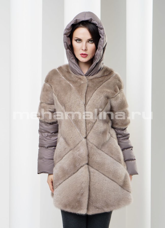 Шуба/жакет из норки комбинированая модель № S-190 в кредит