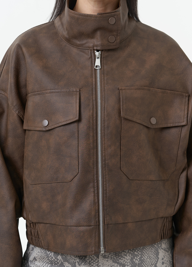 Куртка бомбер из эко кожи с воротником стойкой модель № 30378 универмаг малина