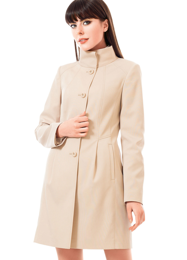 Плащ приталенный  модель № BP-74 меха малина