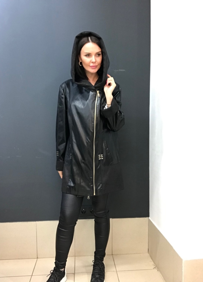 Куртка кожаная черного цвета модель № 772 в кредит