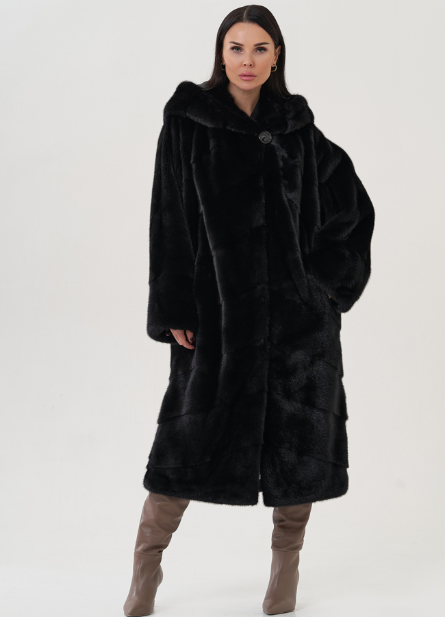 фото Шуба из норки с капюшоном  модель № 26052