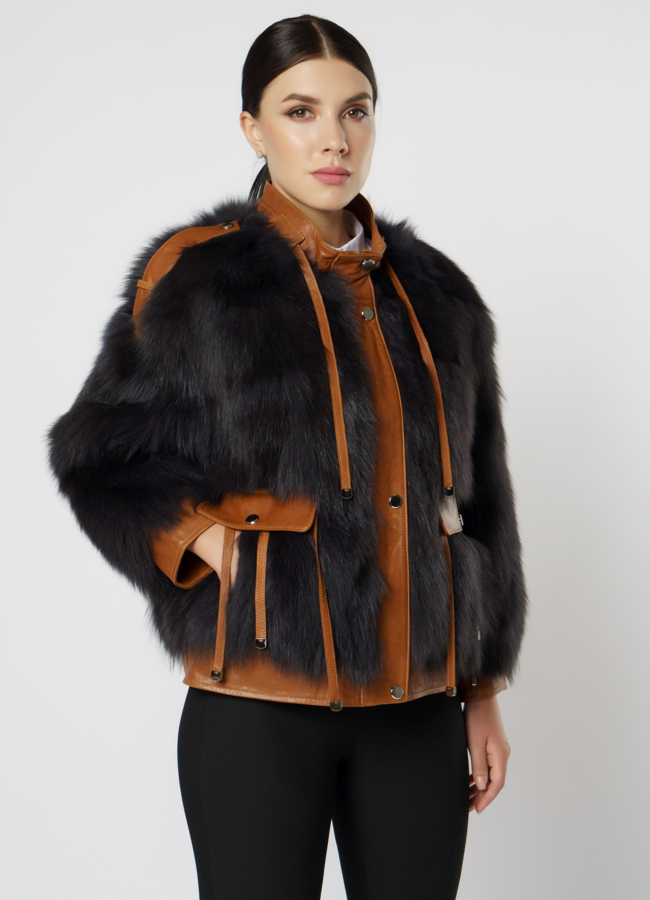 Куртка женская с отделкой из песца модель № 20221 в рассрочку