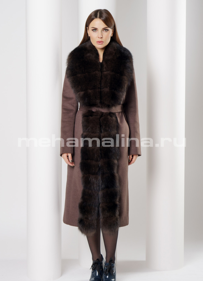 Пальто Oksa с мехом модель № 7434 в рассрочку