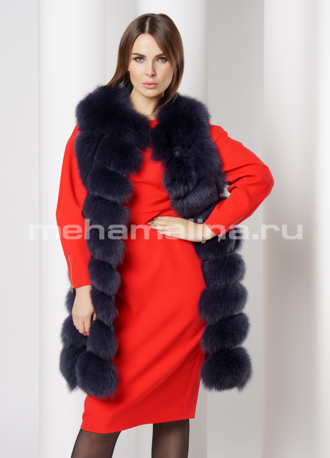 Жилет из песца  модель № M-159 меха малина