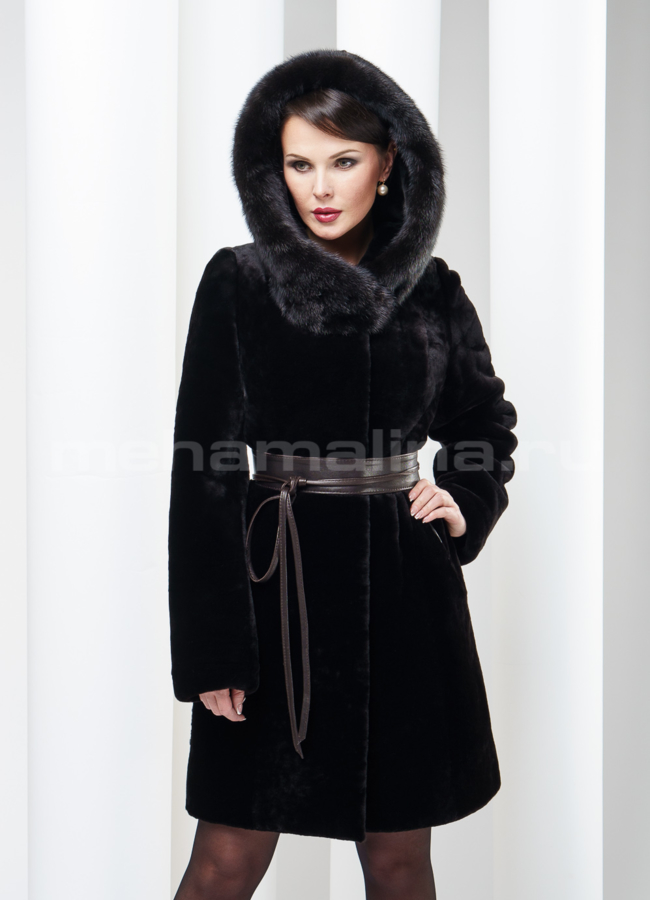 фото Шуба мутон на поясе.  модель № S-134