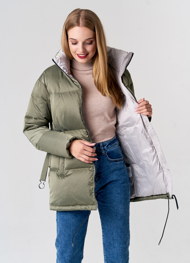 Пуховик женский с воротником стойкой модель № 21571 универмаг малина