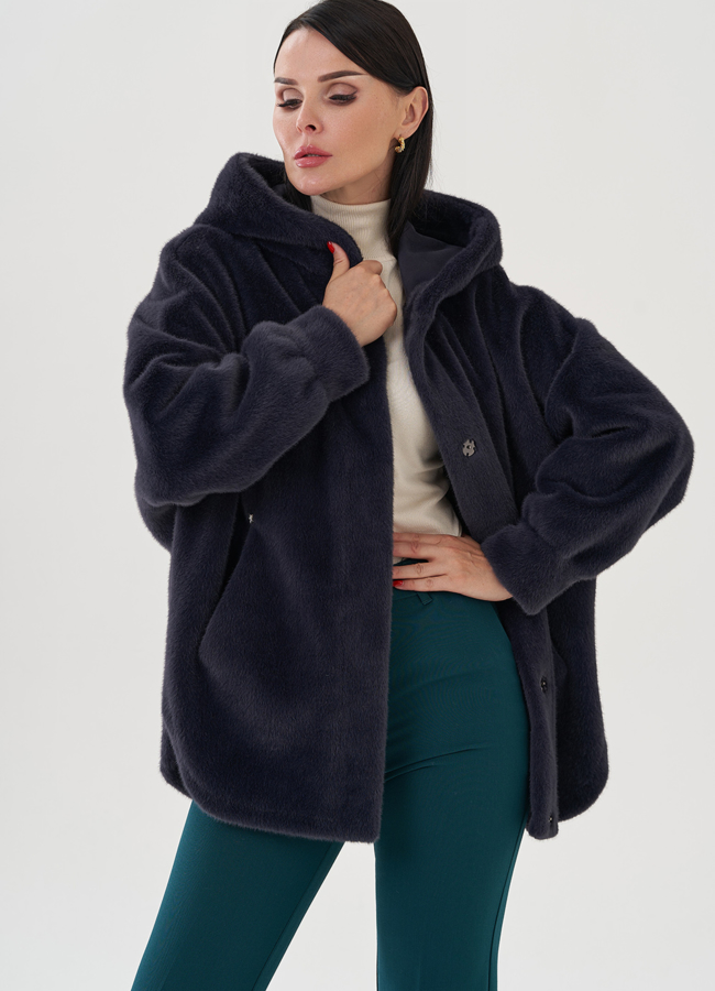 Женское полупальто с капюшоном  модель № 24724 универмаг малина