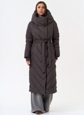 Женский длинный пуховик с капюшоном