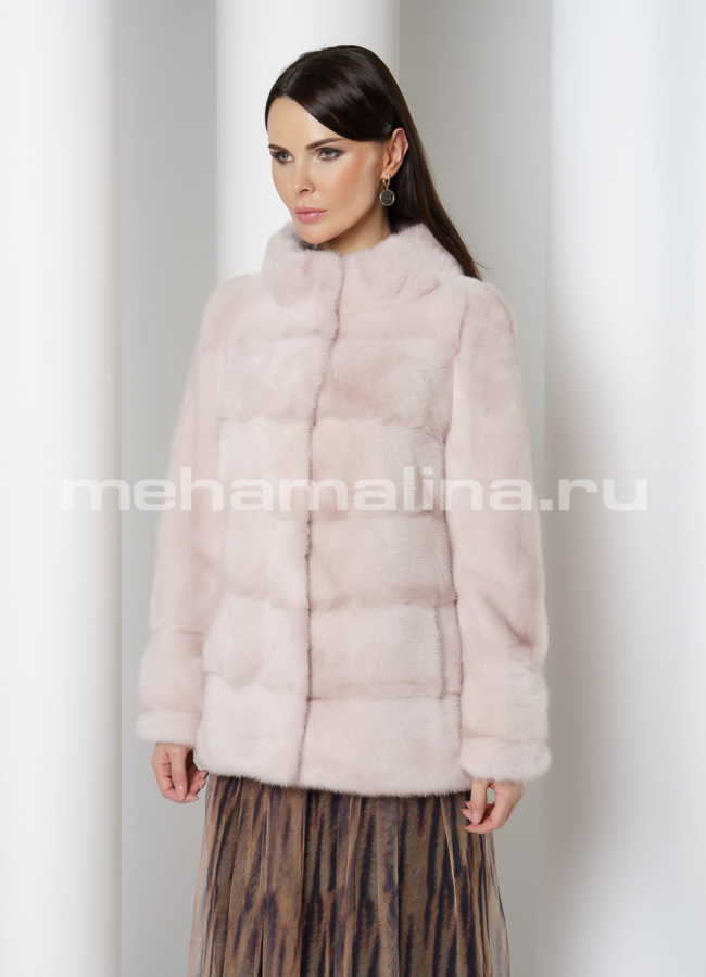 Светлая укороченная норковая шуба  модель № S-770 универмаг малина