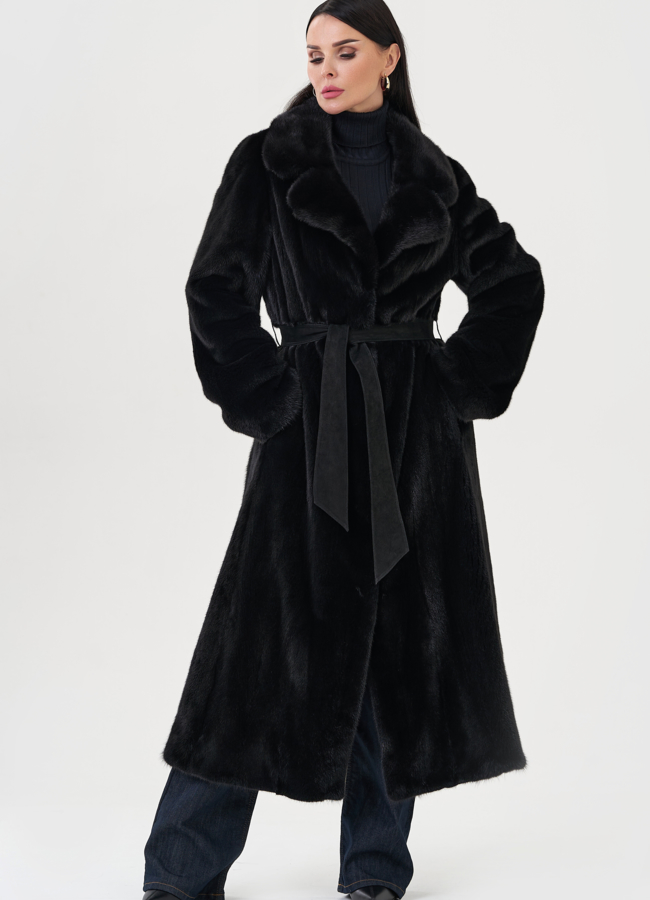 Шуба из меха норки с английским воротником модель № 24721 универмаг малина