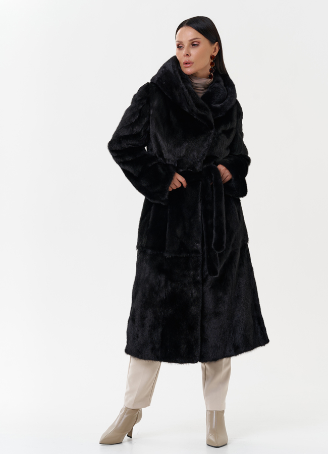 Женская норковая шуба с капюшоном модель № 27663 в рассрочку