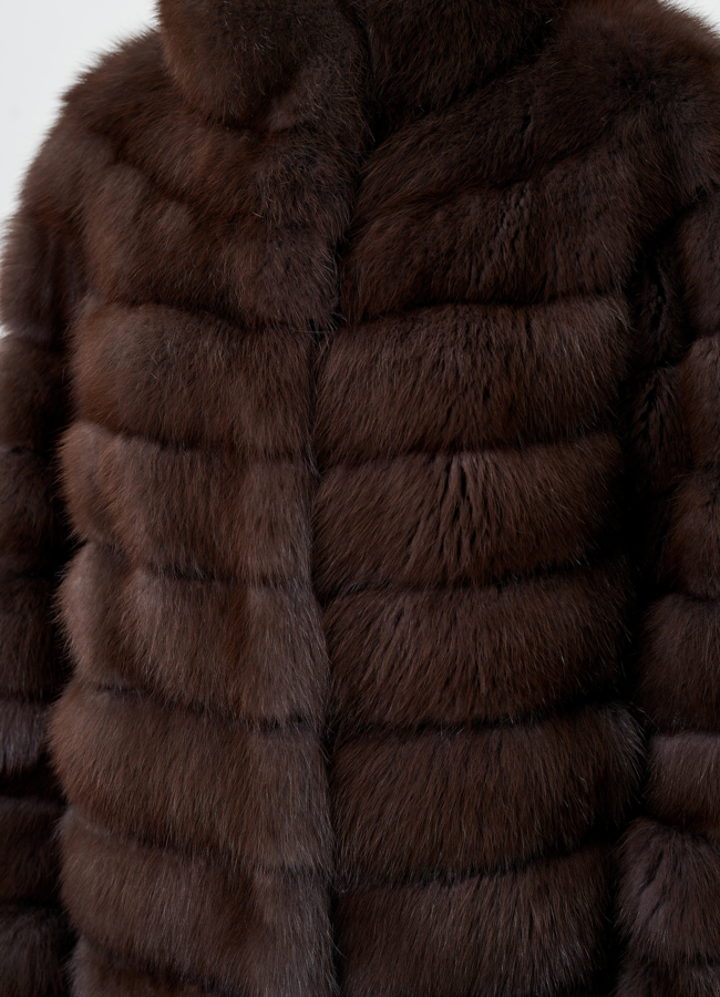 Шуба из куницы с воротником стойка модель № 24502 в рассрочку