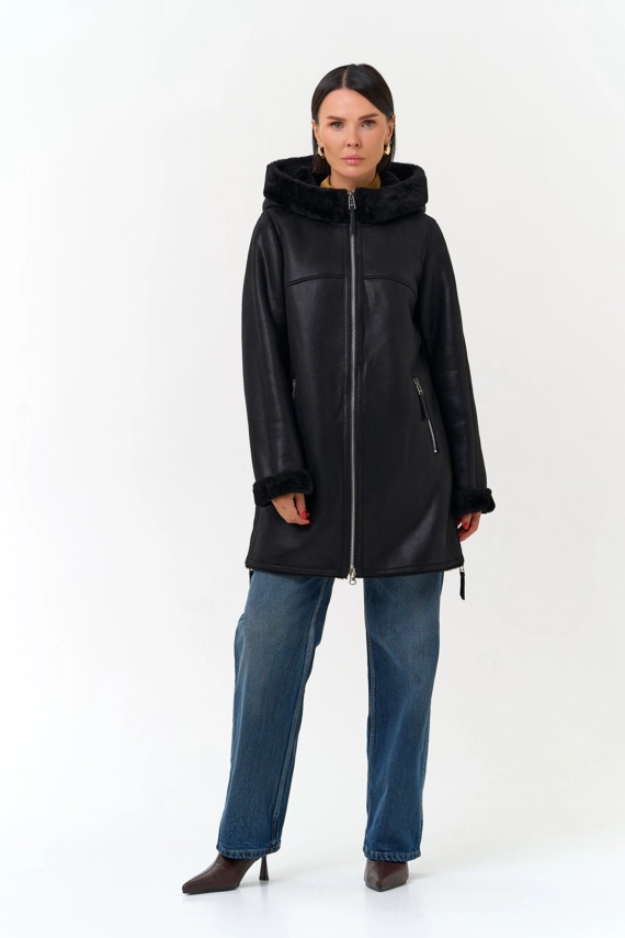 Женская дубленка из эко замши
