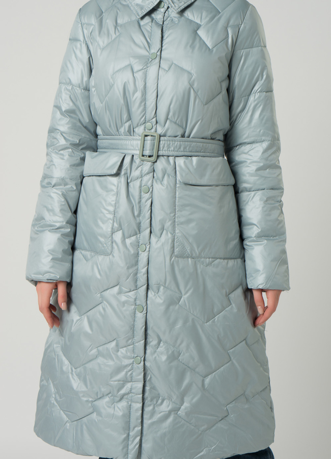 Удлиненное пальто с отложным воротником в светло-зеленом цвете модель № 22331 универмаг малина