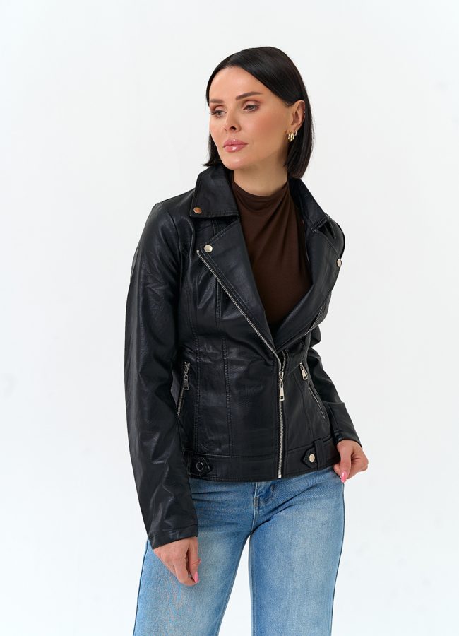 Женская куртка косуха из эко кожи модель № 33157 универмаг малина