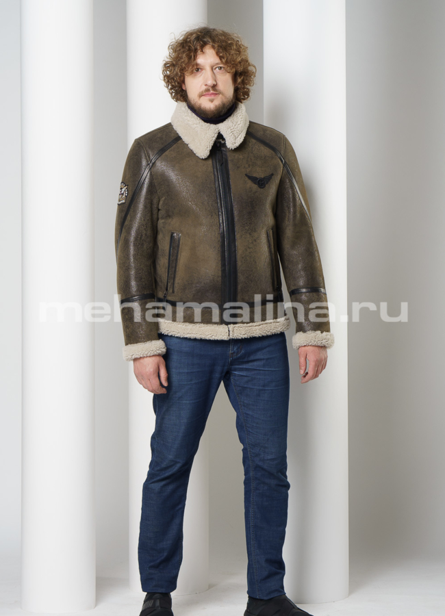 Мужская дубленка пилот  модель № DM-127 универмаг малина