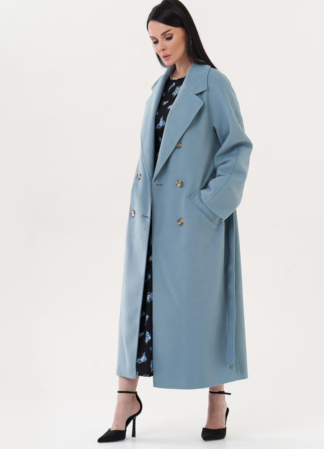 Длинное пальто с английским воротником модель № 26424 в рассрочку