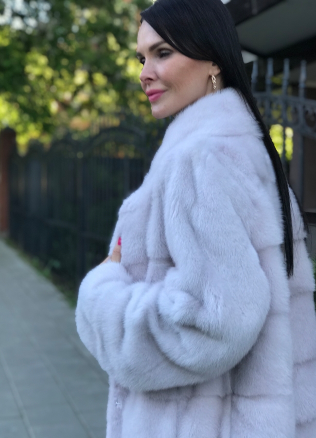 Светлая норковая шуба  модель № S-776 в рассрочку