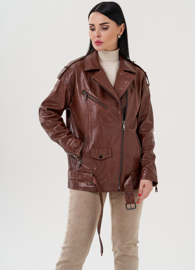 Куртка - косуха коричневого цвета модель № 24378 универмаг малина Куртка - косуха коричневого цвета модель № 24378 универмаг малина