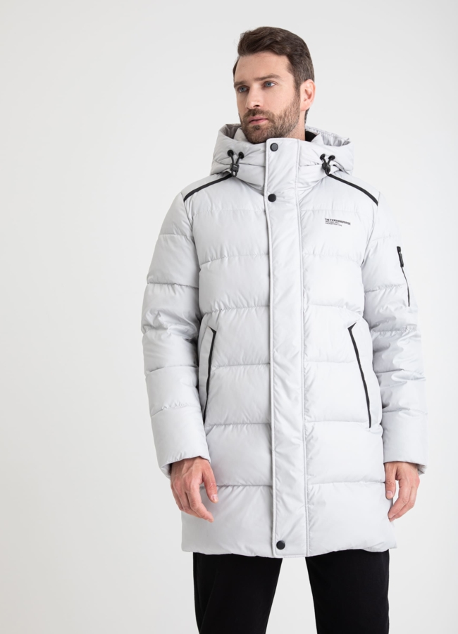 Пуховик мужской с капюшоном  модель № 25904 меха малина