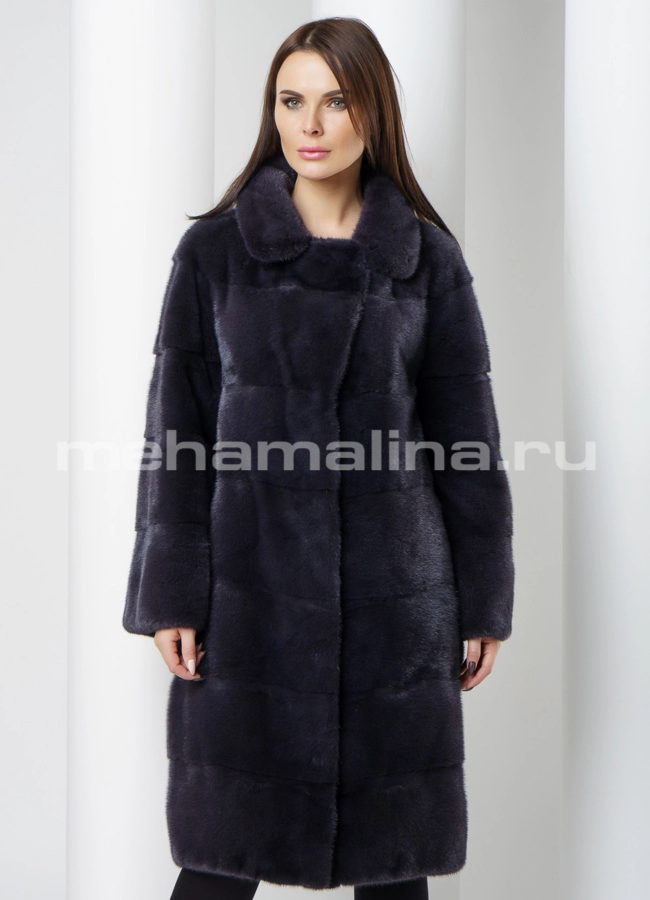 Шуба из меха норки  модель № S-563 меха малина