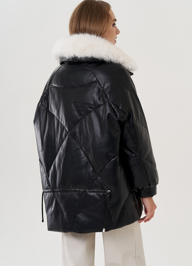 Куртка из эко кожи с воротником из искусственного меха модель № 25468 универмаг малина