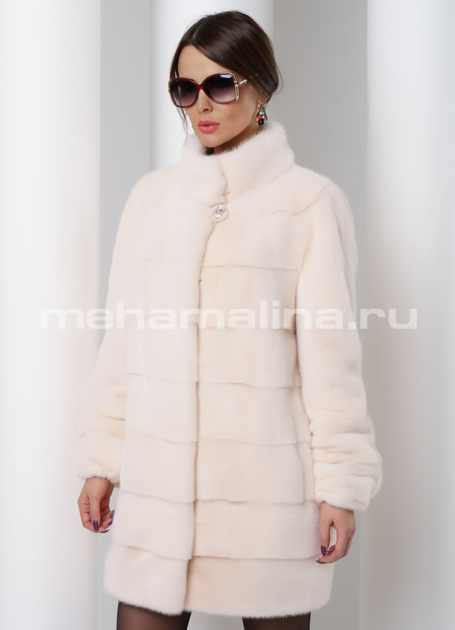 Шуба из скандинавской норки модель № S-504 меха малина