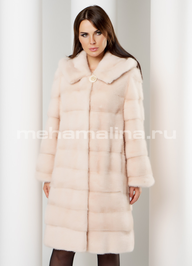 фото Светлая норковая шуба модель № S-624