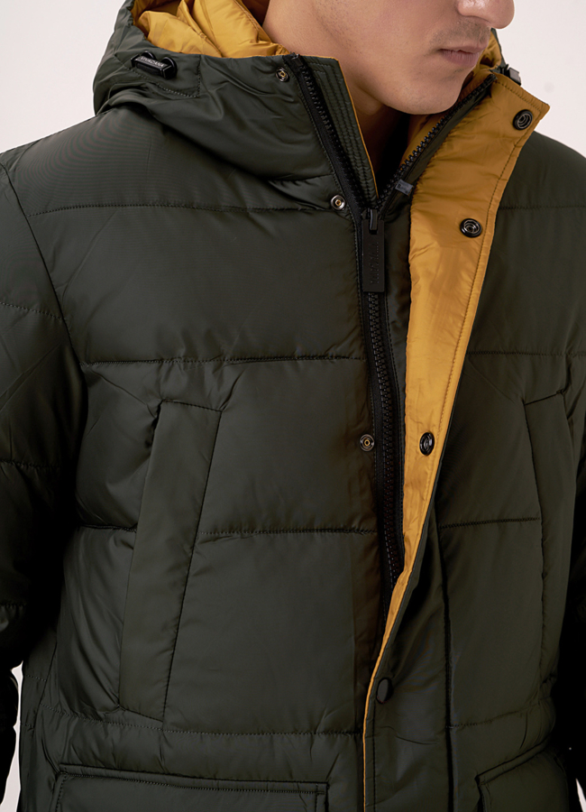 Удлиненный пуховик с капюшоном модель № 0992 универмаг малина