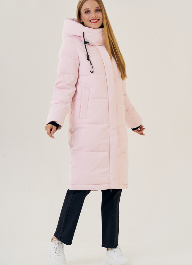 Женский пуховик с капюшоном  модель № 23316 меха малина