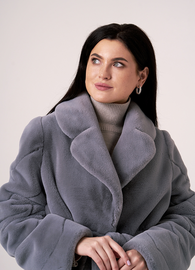 Шуба из искусственного меха с английским воротником  модель № 1831 в рассрочку